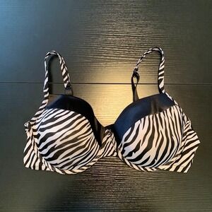Zebra Print Bra Underwire Padded Black/White Women's 42D
